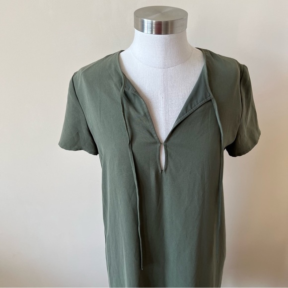 Theory Antazie Drapey Crepe Dress Deep Military 13671 - Picture 5 of 11